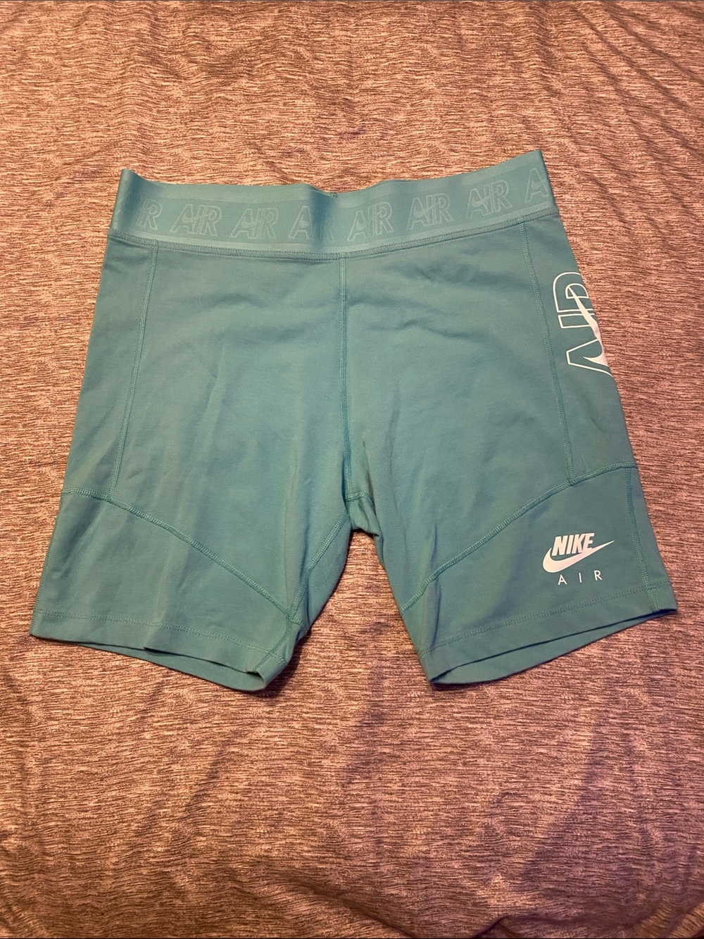 Nike Air Womens Sz XL Biker Shorts Teal Blue High Waisted Athletic